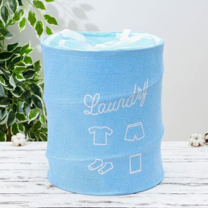 Корзина для белья складная, 36×36×41 см, цвет голубой Корзина для белья складная, 36×36×41 см, цвет голубой