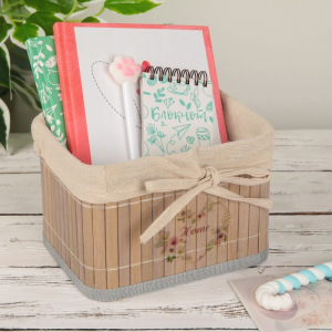 Корзина для хранения Доляна «Вуд», 18×14×12 см, цвет серый Корзина для хранения Доляна «Вуд», 18×14×12 см, цвет серый