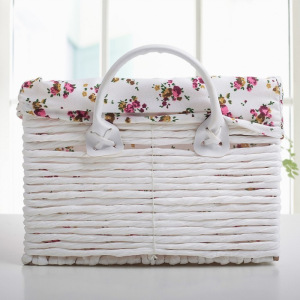 Корзина для хранения плетёная Доляна «Цветочки», 42×28×24 см, цвет белый Корзина для хранения плетёная Доляна «Цветочки», 42×28×24 см, цвет белый