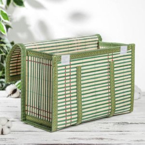 Корзина для хранения с крышкой, 30×15×20 см, бамбук, цвет зелёный Корзина для хранения с крышкой, 30×15×20 см, бамбук, цвет зелёный