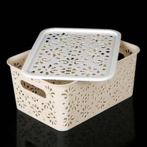 Корзина для хранения с крышкой «Узор», 23×17×10 см, цвет МИКС Корзина для хранения с крышкой «Узор», 23×17×10 см, цвет МИКС