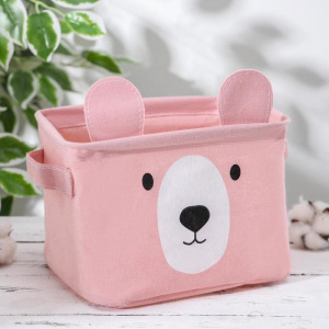 Корзина для хранения с ручками «Мишка», 20×16×14 см, цвет розовый Корзина для хранения с ручками «Мишка», 20×16×14 см, цвет розовый