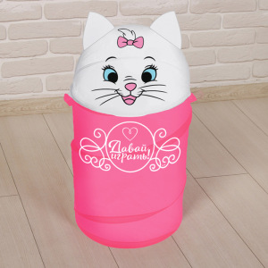 Корзина для игрушек "Давай играть!" Кошечка Мари с ручками и крышкой Корзина для игрушек "Давай играть!" Кошечка Мари с ручками и крышкой