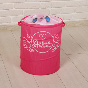 Корзина для игрушек "Давай играть!" Кошечка Мари с ручками и крышкой Корзина для игрушек "Давай играть!" Кошечка Мари с ручками и крышкой