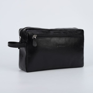 Косметичка дорожная, отдел на молнии, 2 наружных кармана, с ручкой, цвет чёрный Косметичка дорожная, отдел на молнии, 2 наружных кармана, с ручкой, цвет чёрный