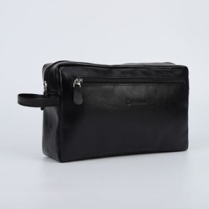 Косметичка дорожная, отдел на молнии, 2 наружных кармана, с ручкой, цвет чёрный Косметичка дорожная, отдел на молнии, 2 наружных кармана, с ручкой, цвет чёрный