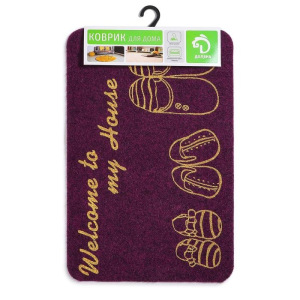 Коврик придверный Доляна «Тапочки», 38×58 см, цвет МИКС Коврик придверный Доляна «Тапочки», 38×58 см, цвет МИКС