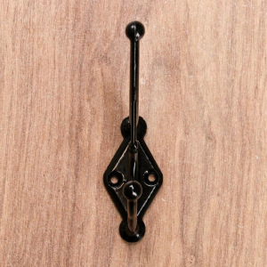 Крючок мебельный «Винтаж», двухрожковый, металл, цвет чёрный Крючок мебельный «Винтаж», двухрожковый, металл, цвет чёрный