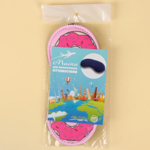 Маска для сна «Пончики» 19,5 × 8,5 см, резинка одинарная, цвет розовый Маска для сна «Пончики» 19,5 × 8,5 см, резинка одинарная, цвет розовый