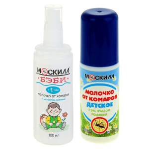 Молочко-спрей от комаров "Москилл", детское, с экстрактом ромашки, 100 мл Молочко-спрей от комаров "Москилл", детское, с экстрактом ромашки, 100 мл