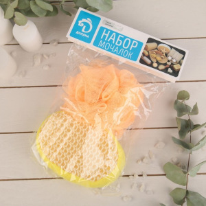 Набор банный, 2 предмета, цвет МИКС Набор банный, 2 предмета, цвет МИКС