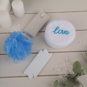 Набор банный, 4 предмета: 2 мочалки, разделитель для пальцев, пемза Набор банный, 4 предмета: 2 мочалки, разделитель для пальцев, пемза