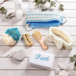 Набор банный, 7 предметов: 3 мочалки, повязка на голову, расчёска, массажёр, пемза, цвет МИКС Набор банный, 7 предметов: 3 мочалки, повязка на голову, расчёска, массажёр, пемза, цвет МИКС