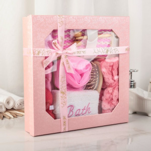 Набор банный, 7 предметов: 4 мочалки, повязка на голову, расчёска, массажёр Набор банный, 7 предметов: 4 мочалки, повязка на голову, расчёска, массажёр