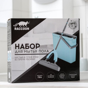 Набор для уборки Raccoon: швабра ПВА, ведро для полоскания 11 л Набор для уборки Raccoon: швабра ПВА, ведро для полоскания 11 л