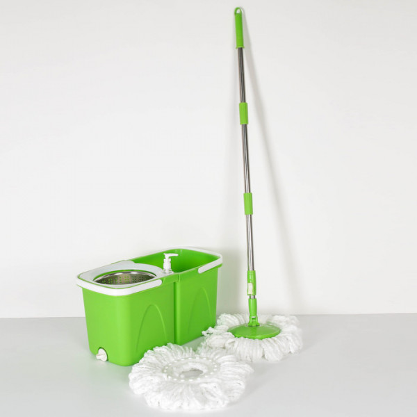 Набор для уборки: швабра, складное ведро с металлической центрифугой 20 л, запасная насадка, цвет МИКС
