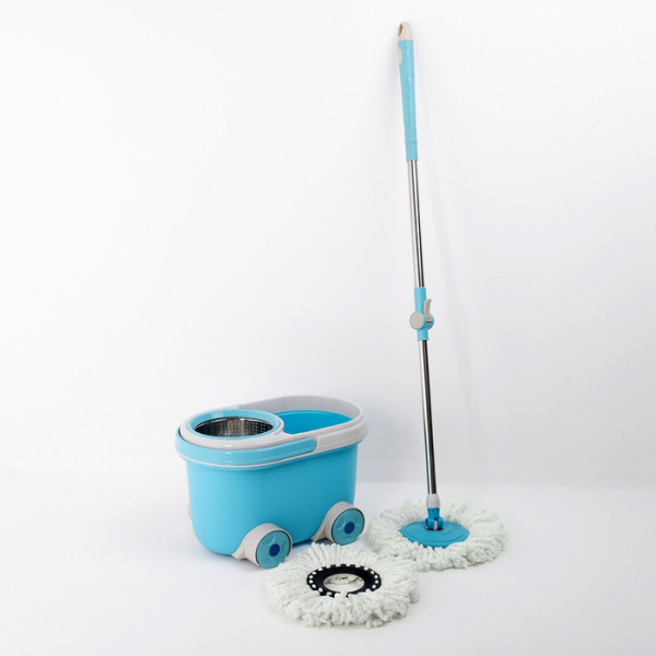 Набор для уборки: ведро на колёсиках с металлической центрифугой 16 л, швабра, запасная насадка из микрофибры, цвет МИКС