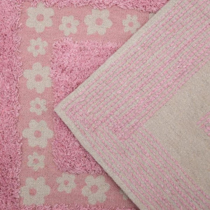 Набор ковриков для ванны и туалета Доляна «Цветы», 2 шт: 40×40, 40×60 см, 900 г/м2, 100% хлопок, цвет розовый Набор ковриков для ванны и туалета Доляна «Цветы», 2 шт: 40×40, 40×60 см, 900 г/м2, 100% хлопок, цвет розовый