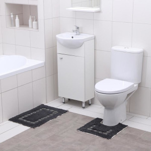 Набор ковриков для ванны и туалета Доляна «Кактус», 2 шт: 40×40, 40×6 см0, 900 г/м2, 100% хлопок, цвет чёрный Набор ковриков для ванны и туалета Доляна «Кактус», 2 шт: 40×40, 40×6 см0, 900 г/м2, 100% хлопок, цвет чёрный