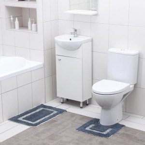 Набор ковриков для ванны и туалета Доляна «Вензель», 2 шт: 40×40, 40×60 см, 900 г/м2, 100% хлопок, цвет серый Набор ковриков для ванны и туалета Доляна «Вензель», 2 шт: 40×40, 40×60 см, 900 г/м2, 100% хлопок, цвет серый