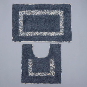 Набор ковриков для ванны и туалета Доляна «Вензель», 2 шт: 40×40, 40×60 см, 900 г/м2, 100% хлопок, цвет серый Набор ковриков для ванны и туалета Доляна «Вензель», 2 шт: 40×40, 40×60 см, 900 г/м2, 100% хлопок, цвет серый