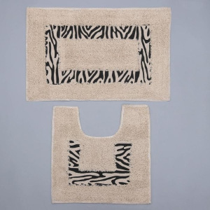 Набор ковриков для ванны и туалета Доляна «Зебра», 2 шт: 40×40, 40×60 см, 900 г/м2, 100% хлопок, цвет молочный Набор ковриков для ванны и туалета Доляна «Зебра», 2 шт: 40×40, 40×60 см, 900 г/м2, 100% хлопок, цвет молочный