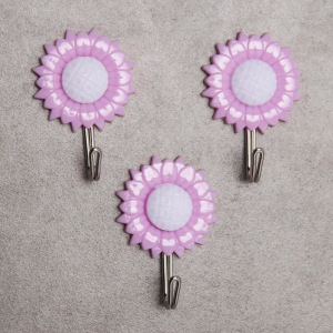 Набор крючков на липучке Доляна «Цветы», 3 шт, цвет МИКС Набор крючков на липучке Доляна «Цветы», 3 шт, цвет МИКС