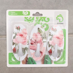 Набор крючков на липучке Доляна «Цветы», 3 шт, цвет МИКС Набор крючков на липучке Доляна «Цветы», 3 шт, цвет МИКС