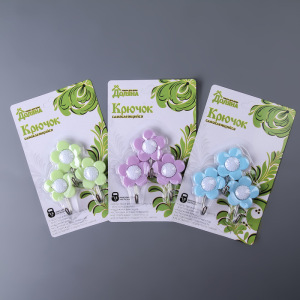 Набор крючков на липучке Доляна «Цветы», 3 шт, цвет МИКС Набор крючков на липучке Доляна «Цветы», 3 шт, цвет МИКС