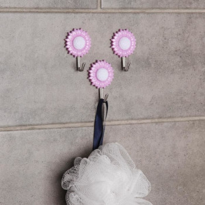 Набор крючков на липучке Доляна «Цветы», 3 шт, цвет МИКС Набор крючков на липучке Доляна «Цветы», 3 шт, цвет МИКС