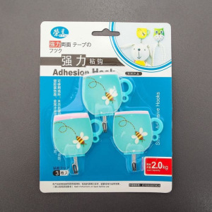 Набор крючков на липучке «Кружка», 3 шт, цвет МИКС Набор крючков на липучке «Кружка», 3 шт, цвет МИКС