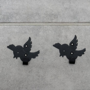 Набор крючков «Птички», 2 шт, металл, цвет чёрный Набор крючков «Птички», 2 шт, металл, цвет чёрный