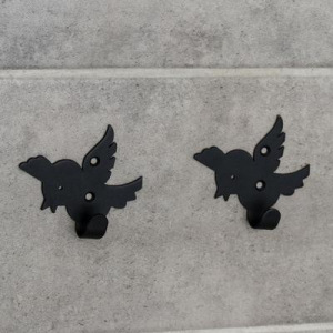 Набор крючков «Птички», 2 шт, металл, цвет чёрный Набор крючков «Птички», 2 шт, металл, цвет чёрный