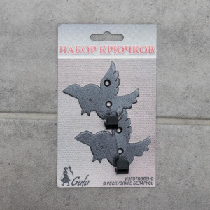 Набор крючков «Птички», 2 шт, металл, цвет чёрный Набор крючков «Птички», 2 шт, металл, цвет чёрный