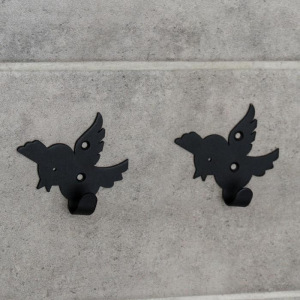 Набор крючков «Птички», 2 шт, металл, цвет чёрный Набор крючков «Птички», 2 шт, металл, цвет чёрный