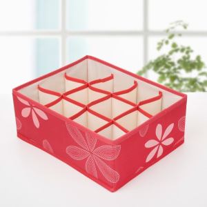 Набор органайзеров для белья «Листочки», 32×24×12 см, 3 шт, цвет красный Набор органайзеров для белья «Листочки», 32×24×12 см, 3 шт, цвет красный