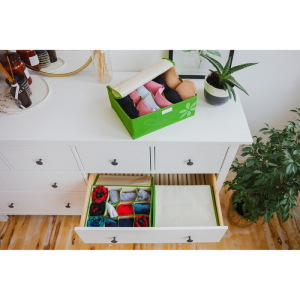 Набор органайзеров для белья с крышкой «Листочки», 32×24×12 см, 3 шт, цвет зелёный Набор органайзеров для белья с крышкой «Листочки», 32×24×12 см, 3 шт, цвет зелёный