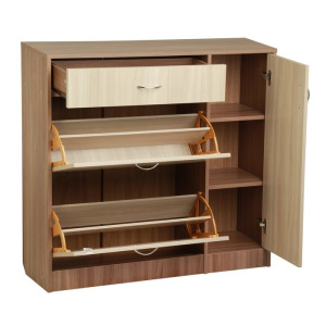 Обувница 3 отделения с дверью 1060х280х960 Ясень шимо светлый/темный Обувница 3 отделения с дверью 1060х280х960 Ясень шимо светлый/темный