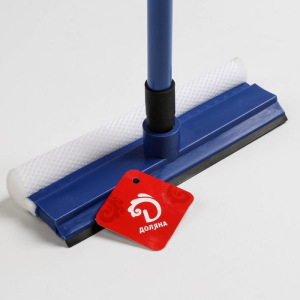 Окномойка с телескопической металлической окрашенной ручкой и сгоном Доляна, 20×49(75) см, поролон, цвет синий Окномойка с телескопической металлической окрашенной ручкой и сгоном Доляна, 20×49(75) см, поролон, цвет синий