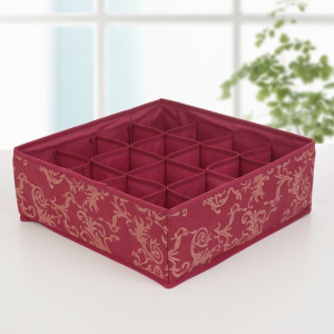 Органайзер для белья «Бордо», 16 ячеек, 27×25×10 см, цвет бордовый Органайзер для белья «Бордо», 16 ячеек, 27×25×10 см, цвет бордовый