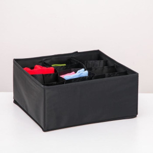 Органайзер для белья Доляна «Аморет», 12 ячеек, 28×28×13 см, оксфорд, цвет чёрный Органайзер для белья Доляна «Аморет», 12 ячеек, 28×28×13 см, оксфорд, цвет чёрный