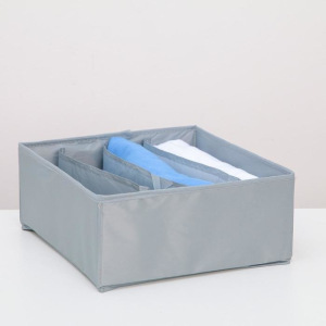 Органайзер для белья Доляна «Аморет», 4 ячейки, 28×28×13 см, оксфорд, цвет серый Органайзер для белья Доляна «Аморет», 4 ячейки, 28×28×13 см, оксфорд, цвет серый