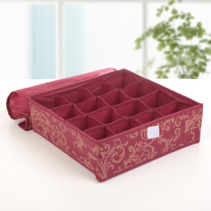 Органайзер для белья с крышкой «Бордо», 16 ячеек, 30×30×10 см, цвет бордовый Органайзер для белья с крышкой «Бордо», 16 ячеек, 30×30×10 см, цвет бордовый