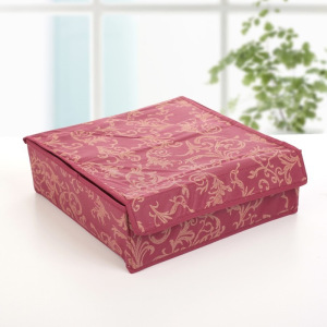 Органайзер для белья с крышкой «Бордо», 16 ячеек, 30×30×10 см, цвет бордовый Органайзер для белья с крышкой «Бордо», 16 ячеек, 30×30×10 см, цвет бордовый