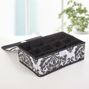 Органайзер для белья с крышкой Доляна «Вензель», 12 ячеек, 30×20×10 см, цвет чёрно-белый Органайзер для белья с крышкой Доляна «Вензель», 12 ячеек, 30×20×10 см, цвет чёрно-белый