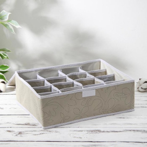 Органайзер для белья с крышкой «Ривьера», 16 ячеек, 35×27×11 см, цвет бежевый Органайзер для белья с крышкой «Ривьера», 16 ячеек, 35×27×11 см, цвет бежевый