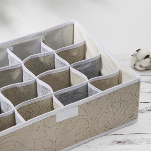 Органайзер для белья с крышкой «Ривьера», 16 ячеек, 35×27×11 см, цвет бежевый Органайзер для белья с крышкой «Ривьера», 16 ячеек, 35×27×11 см, цвет бежевый