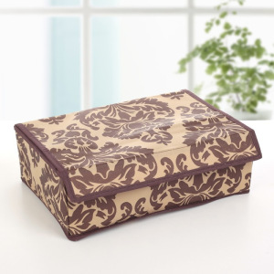 Органайзер для белья с крышкой «Вензель», 12 ячеек, 30×20×10 см, цвет коричнево-бежевый Органайзер для белья с крышкой «Вензель», 12 ячеек, 30×20×10 см, цвет коричнево-бежевый