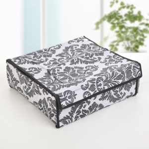 Органайзер для белья с крышкой «Вензель», 16 ячеек, 30×30×10 см, цвет чёрно-белый Органайзер для белья с крышкой «Вензель», 16 ячеек, 30×30×10 см, цвет чёрно-белый