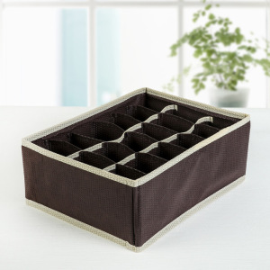 Органайзер для белья «Ваниль», 18 ячеек, 33×24×12 см, цвет коричнево-бежевый Органайзер для белья «Ваниль», 18 ячеек, 33×24×12 см, цвет коричнево-бежевый